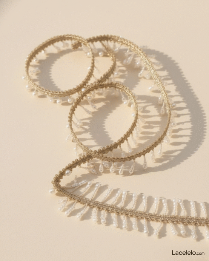 Golden Pearl Border Lace – 8 Mtr - Image 2